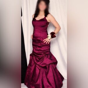 Y2K Jessica McClintock Plum Mermaid Gown Size 4 Bubble Hem Formal Prom Dress